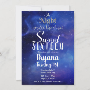 Invitación Una Noche Bajo las Estrellas Fiesta Dulces 16 Ciel