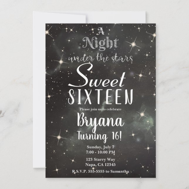 Invitación Una noche bajo las estrellas Oscura noche cielo du (Anverso)