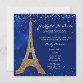 Invitación Una noche en París dulce dieciséis