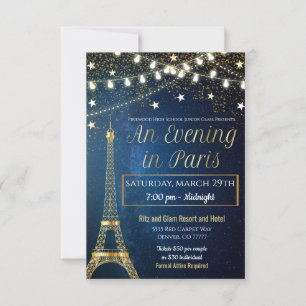 Invitación Una noche en París invitando al prom