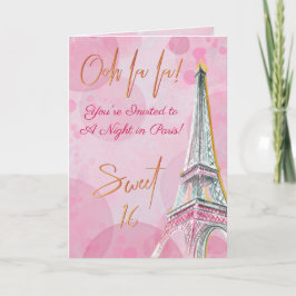 Invitación Una noche en París Torre Eiffel de Oro Rosa 16