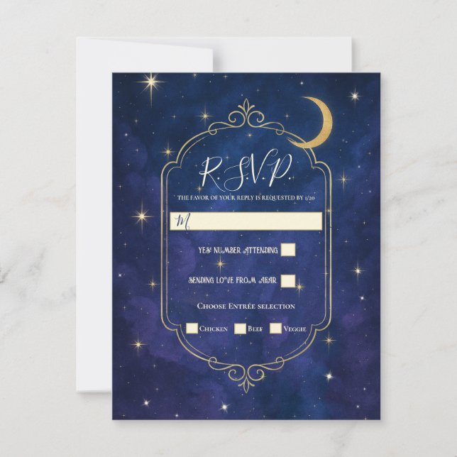 Invitación Una noche entre las estrellas cielos celestes RSVP (Anverso)