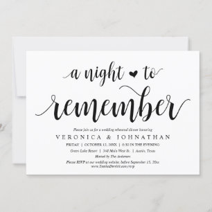 Invitación Una noche para recordar, un ensayo Boda