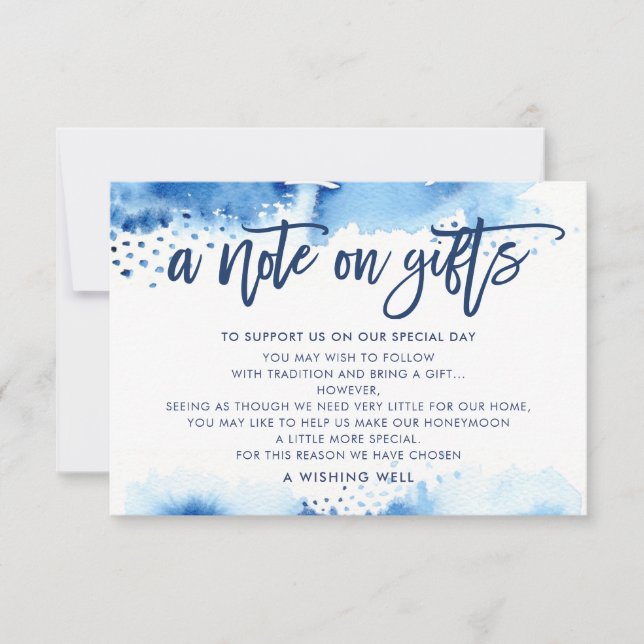 Invitación UNA NOTA SOBRE GIFTS elegante color azul marino (Anverso)