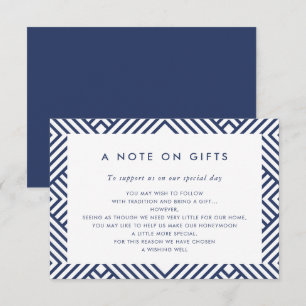 Invitación UNA NOTA SOBRE GIFTS simple moderno geo patrón mar