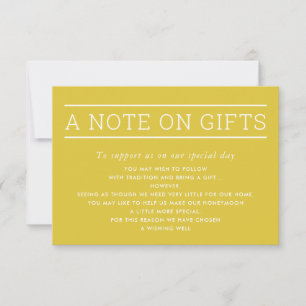 Invitación UNA NOTA SOBRE REGALOS simple tipo moderno mostaza