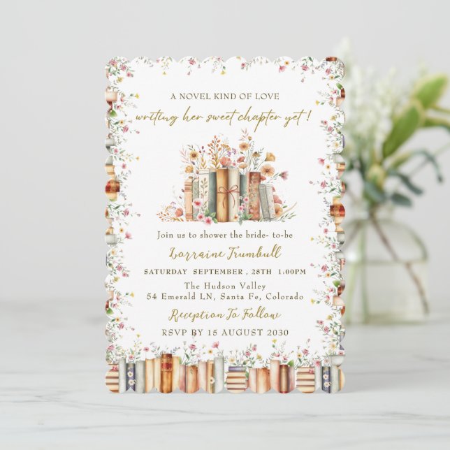 Invitación Una Novela de Amor - Historia de Libro Despedida d (Anverso de pie)