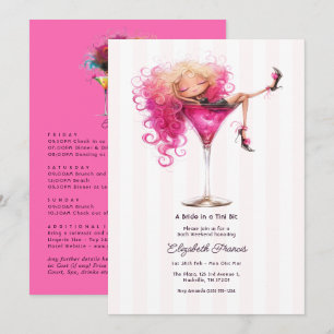 Invitación Una Novia en un Martini de Rosa Claro Despedida de