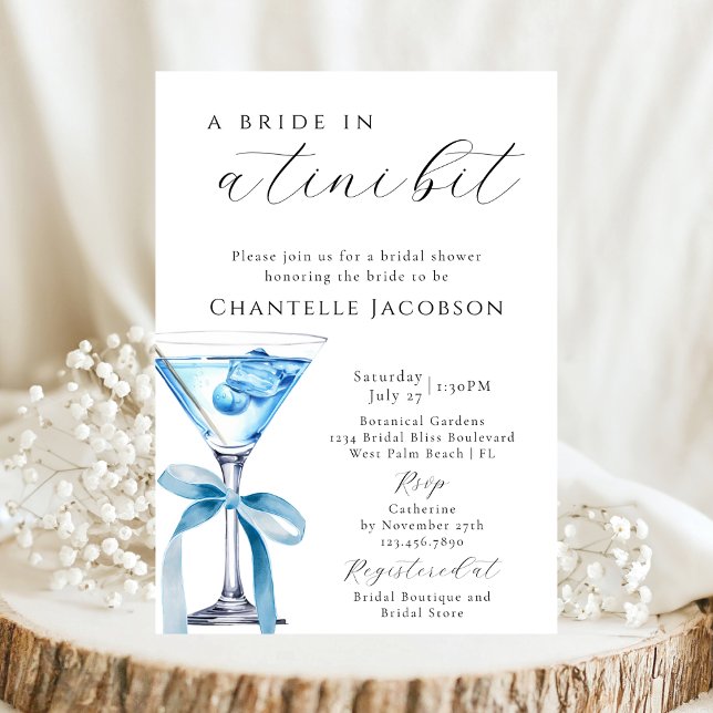 Invitación Una Novia En Una Ducha Bridal De Martini Azul De T (Subido por el creador)