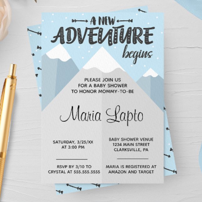Invitación Una nueva aventura empieza Baby Shower invernal (Subido por el creador)