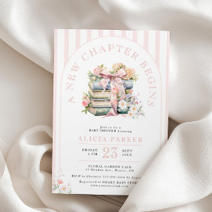 Invitación Una nueva capítulo comienza baby shower niña flor