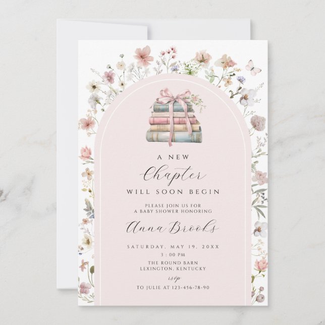 Invitación una nueva capítulo niña  Baby Shower (Anverso)