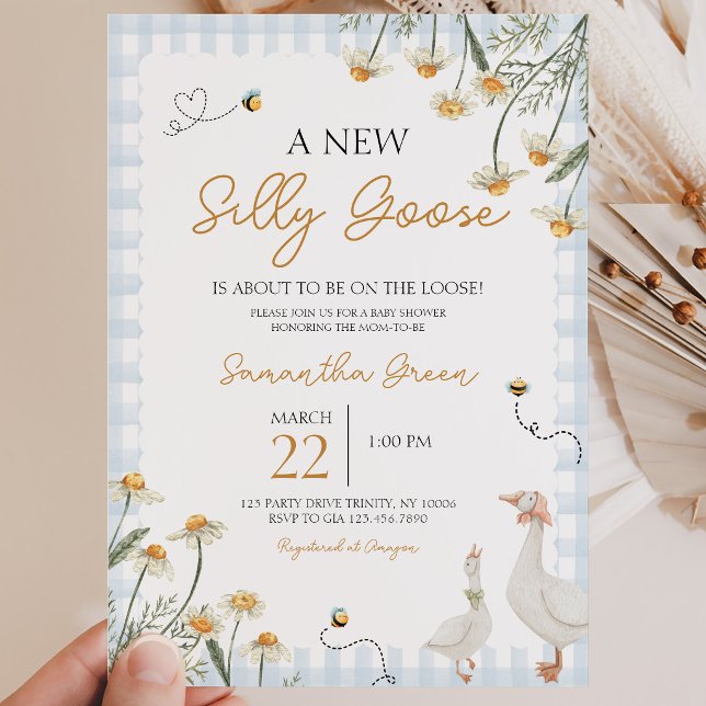 Invitación Una nueva ducha de bebé de ganso tonto (Subido por el creador)