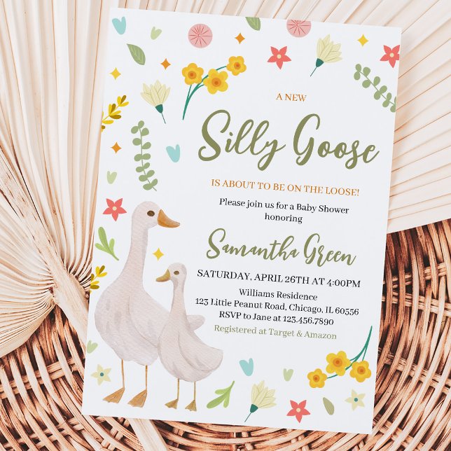Invitación Una nueva ducha de bebé Silly Goose (Subido por el creador)