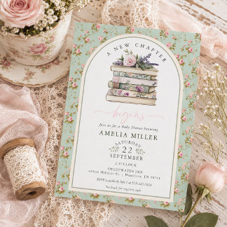 Invitación Una nueva etapa Floral Book Rosa Blush Baby Shower