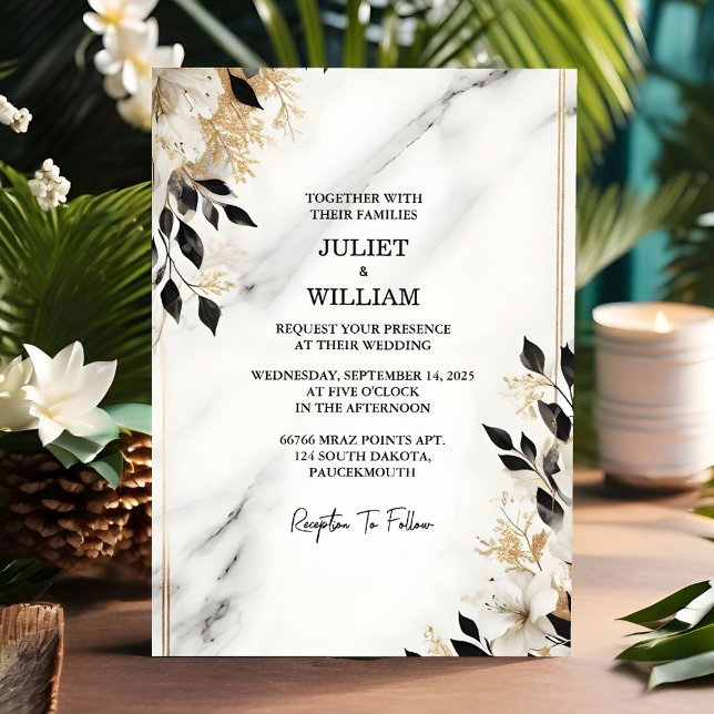 Invitación Una obra natural de Sheer apilada de Boda de mármo (Subido por el creador)