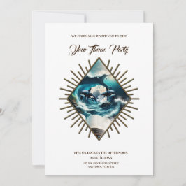 Invitación Una orca de vapor nadando en la ola.