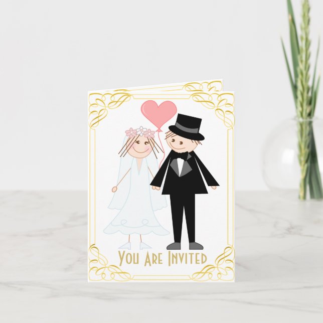 Invitación Una pareja boda divertida (Anverso)