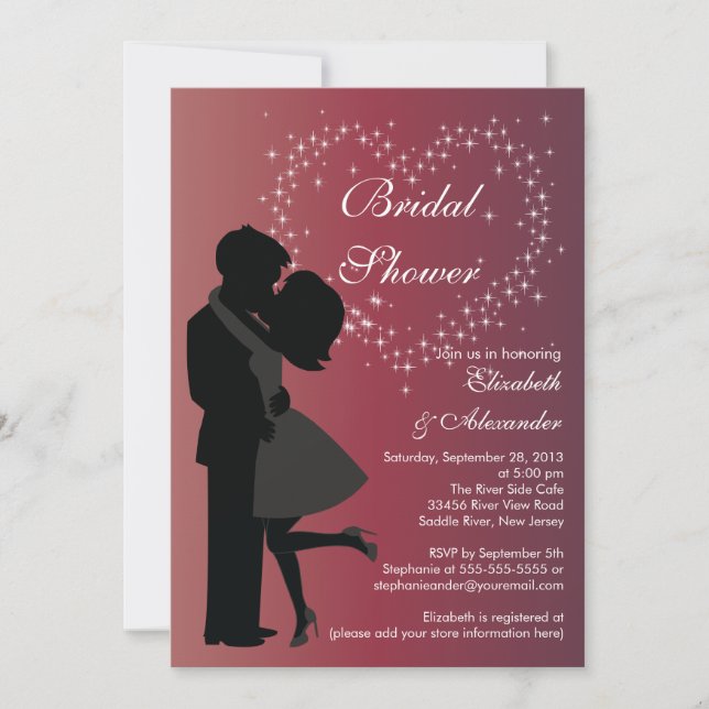 Invitación Una pareja de besándose enamorada ducha de novia (Anverso)