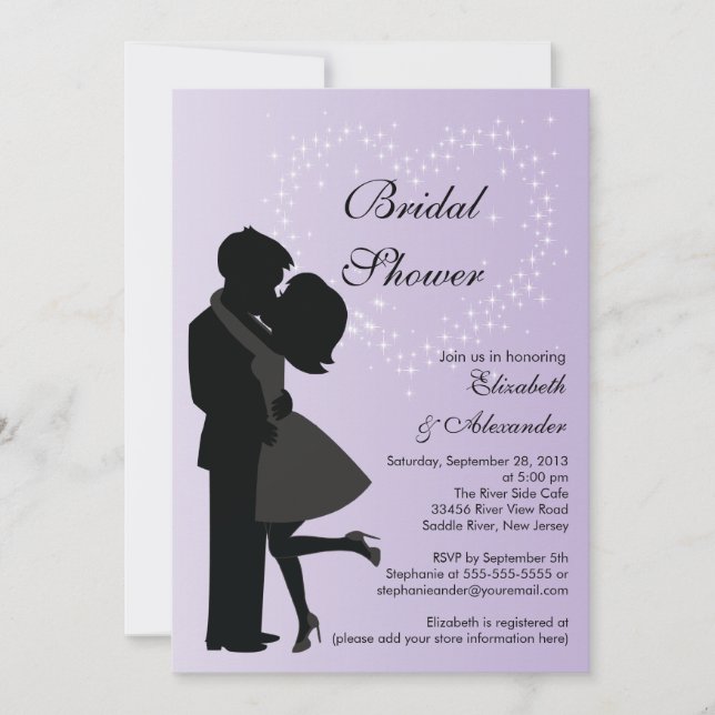 Invitación Una pareja de besándose enamorada ducha de novia (Anverso)