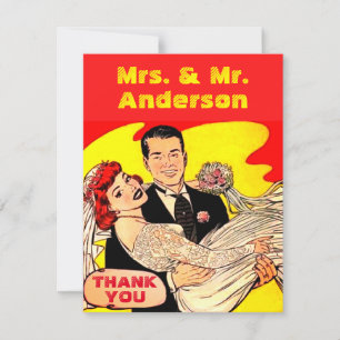 Invitación Una pareja de bodas de comics muy amable gracias P