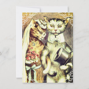 Invitación Una pareja de bodas de gatos graciosos y cortos