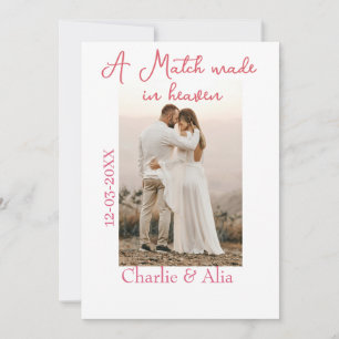 Invitación Una pareja hecha en el cielo foto boda nombre rosa