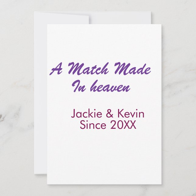 Invitación Una pareja hecha en el cielo púrpura malva desde e (Anverso)