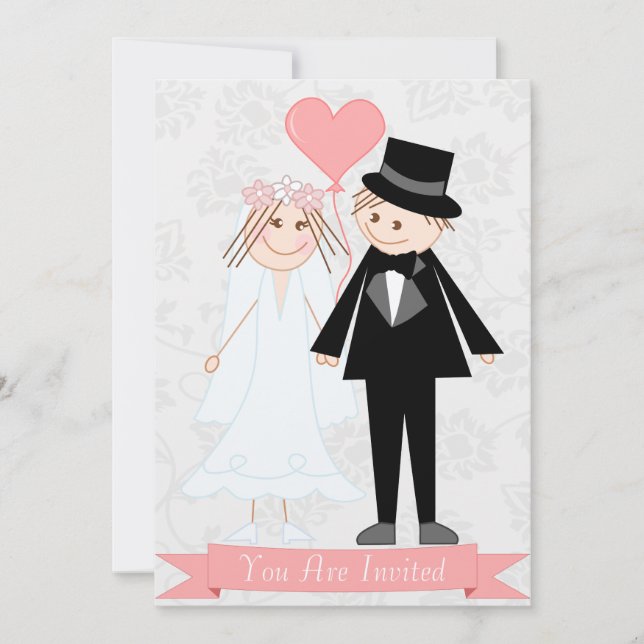 Invitación Una pareja personalizado elegante y agradable (Anverso)