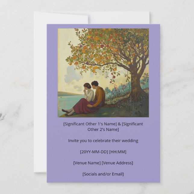 Invitación Una pareja serena planifica su boda (Anverso)