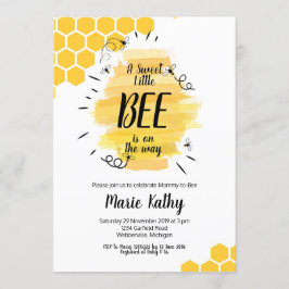 Invitación una pequeña abeja dulce está en la fiesta de