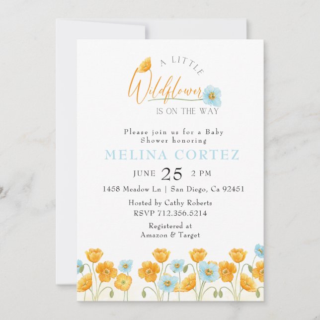 Invitación Una pequeña acuarela de flores silvestres Baby Sho (Anverso)