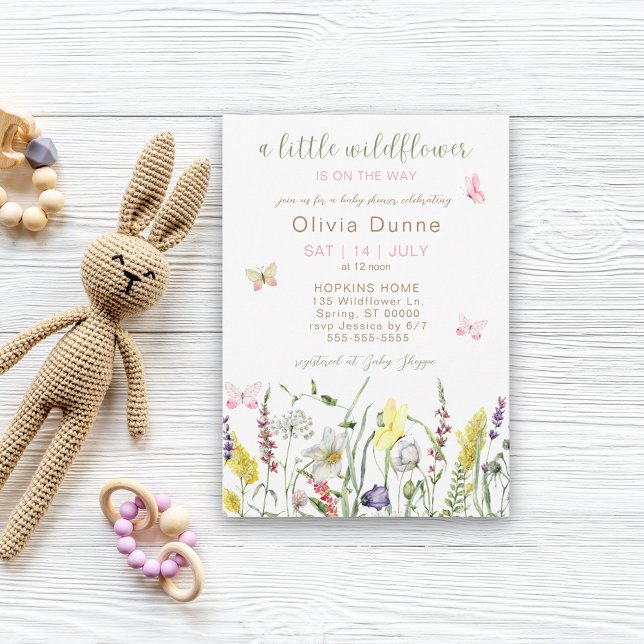 Invitación Una pequeña acuarela de flores silvestres en Baby  (A Little Wildflower Watercolor Baby Shower Invitation)