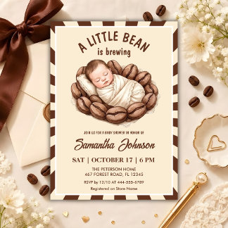 Invitación Una pequeña alubia está preparando una ducha de ca