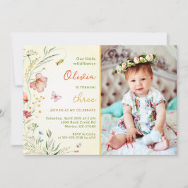 Invitación Una pequeña bebé de flores silvestres, niña, foto 