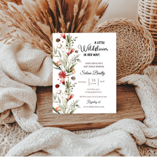 Invitación Una pequeña bebé de flores silvestres que duerme