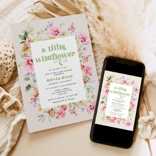 Invitación Una pequeña bebé de flores silvestres se ducha