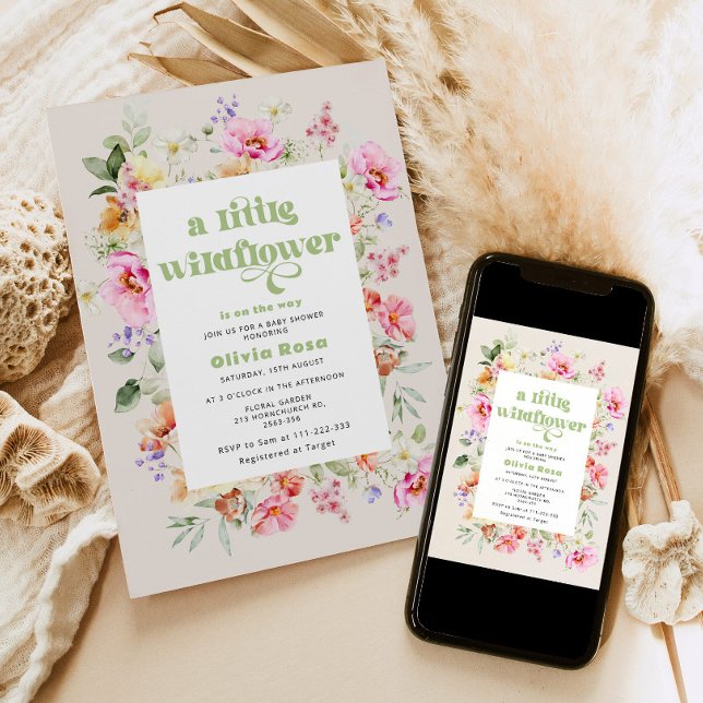 Invitación Una pequeña bebé de flores silvestres se ducha (Subido por el creador)