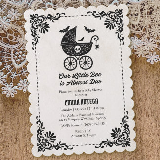 Invitación Una pequeña Boo casi está lista para Halloween Bab