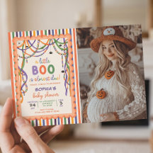 Una pequeña boo está casi lista Colorida fiesta de