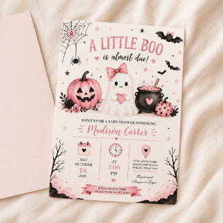 Invitación Una pequeña Boo está casi lista para Halloween Bab