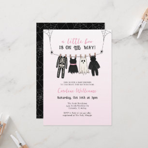 Invitación Una pequeña Boo está en camino Chica de Halloween