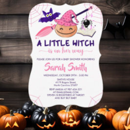 Invitación Una pequeña bruja está de camino a Baby Shower de 