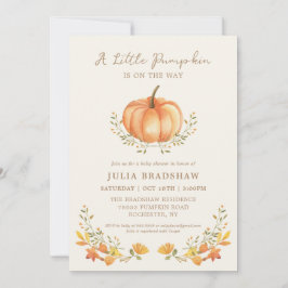 Invitación Una pequeña caída de calabaza | Baby Shower neutro
