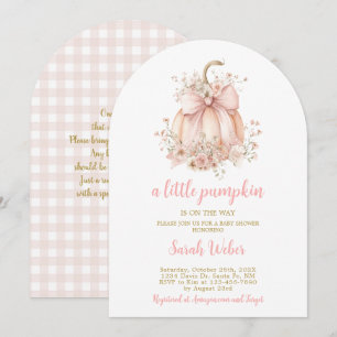 Invitación Una pequeña calabaza a cuadros baby shower otoño n