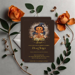 Invitación Una pequeña calabaza adorable kawaii brilla baby s