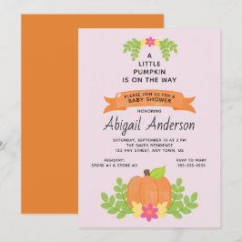 Invitación Una pequeña calabaza | Baby Shower de niña
