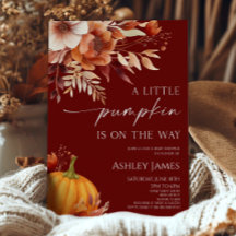 Una pequeña calabaza Burgundy floral baby shower