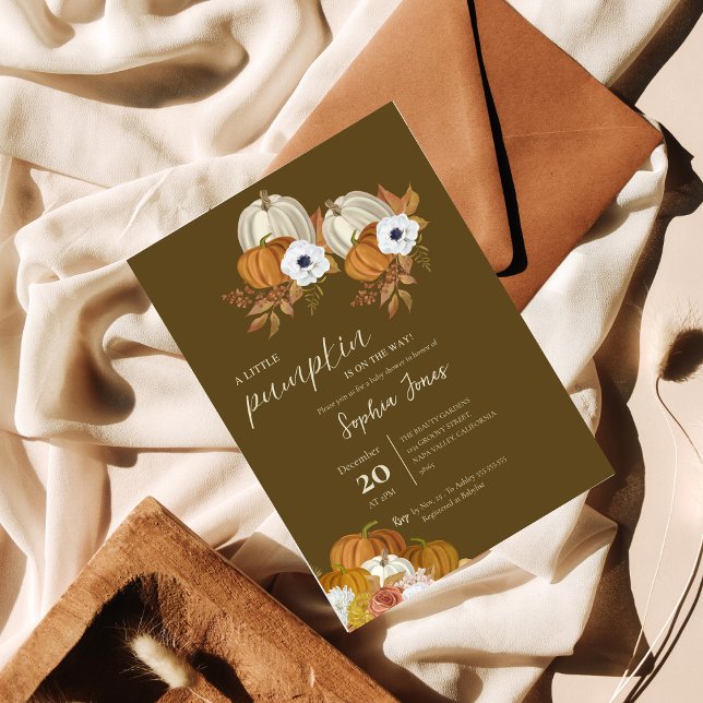 Invitación Una pequeña calabaza | Caída | Ducha floral para b (Subido por el creador)