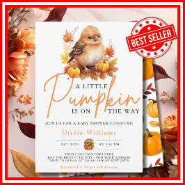 Invitación Una pequeña calabaza caída otoño CUTE BIRD Baby Sh